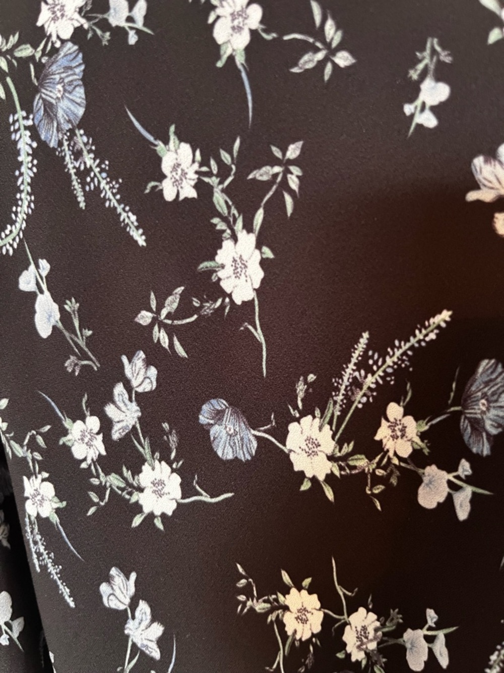 Frank & Oak Black Floral Midi Dress Tie Waist L Sheer Overlay Dark Romantic - Picture 5 of 13
